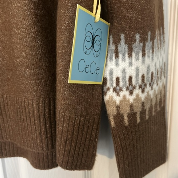 NWT CeCe Fair-Isle cozy long sleeve funnel neck sweater - Picture 4 of 7